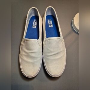 Keds White Canvas Double Decker Slip-On Sneakers - Women's Size 8